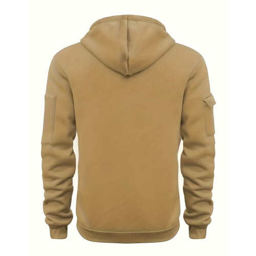 Men's Beige Half-Zip Pullover Hoodie 100% Polyester Size 3XL 2