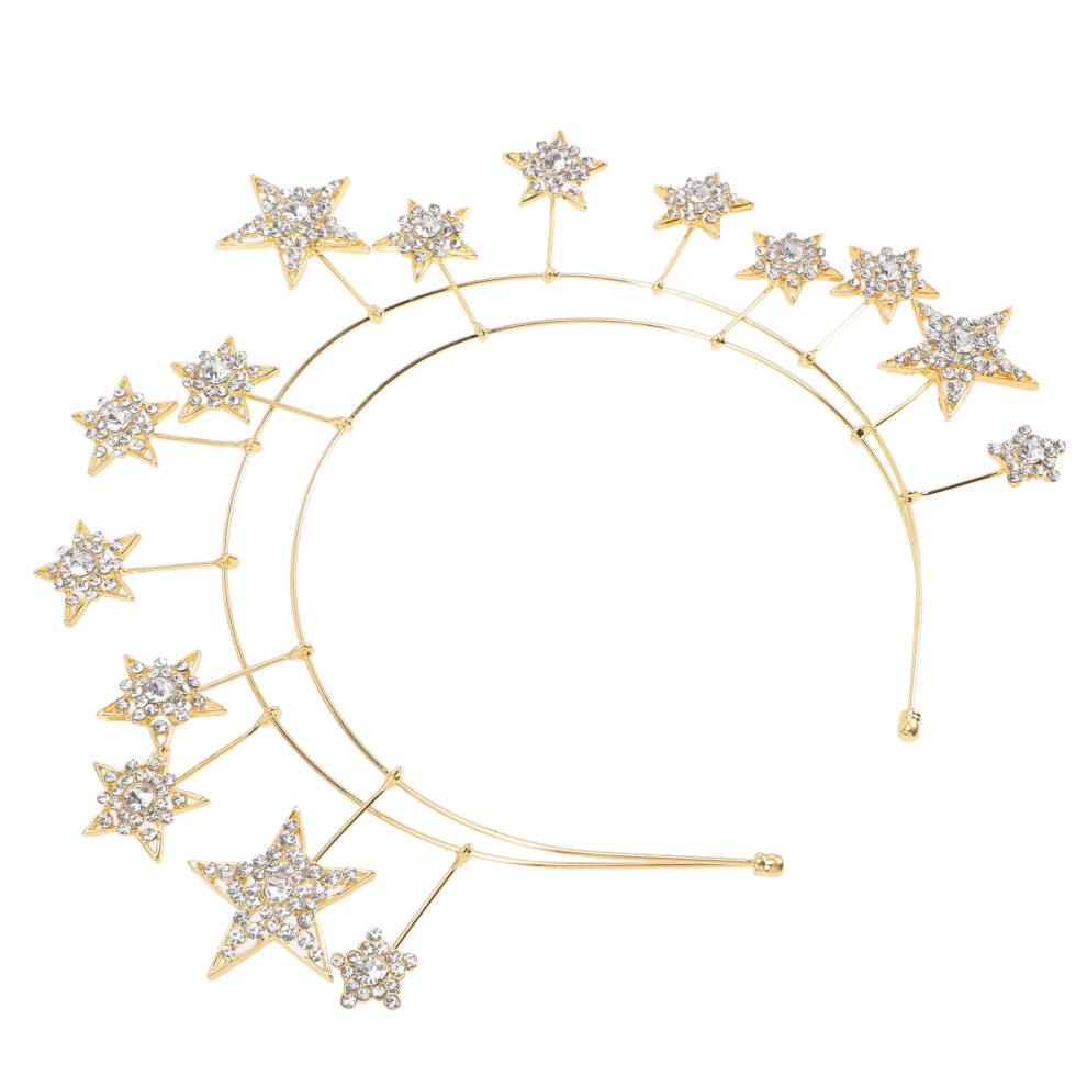 Star Headband Crown Hairband Golden Alloy 1 Piece