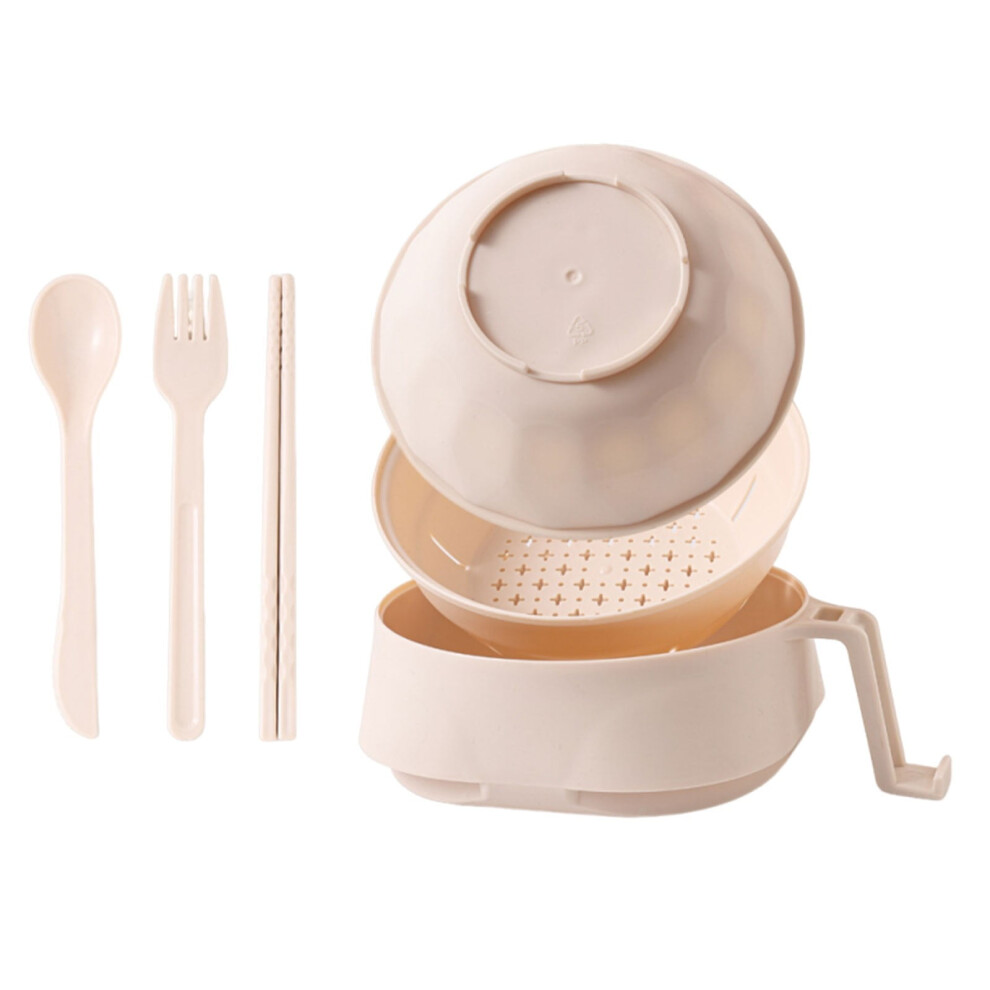 Microwave Ramen Bowl Set with Spoon Chopsticks Fork Wheat