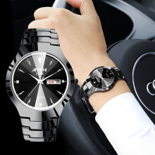 YZHENDEC Luminous Steel Watch for Men – Quartz, Coffee Gold Stainless Steel, Double Calendar, Compatible with YZHENDEC