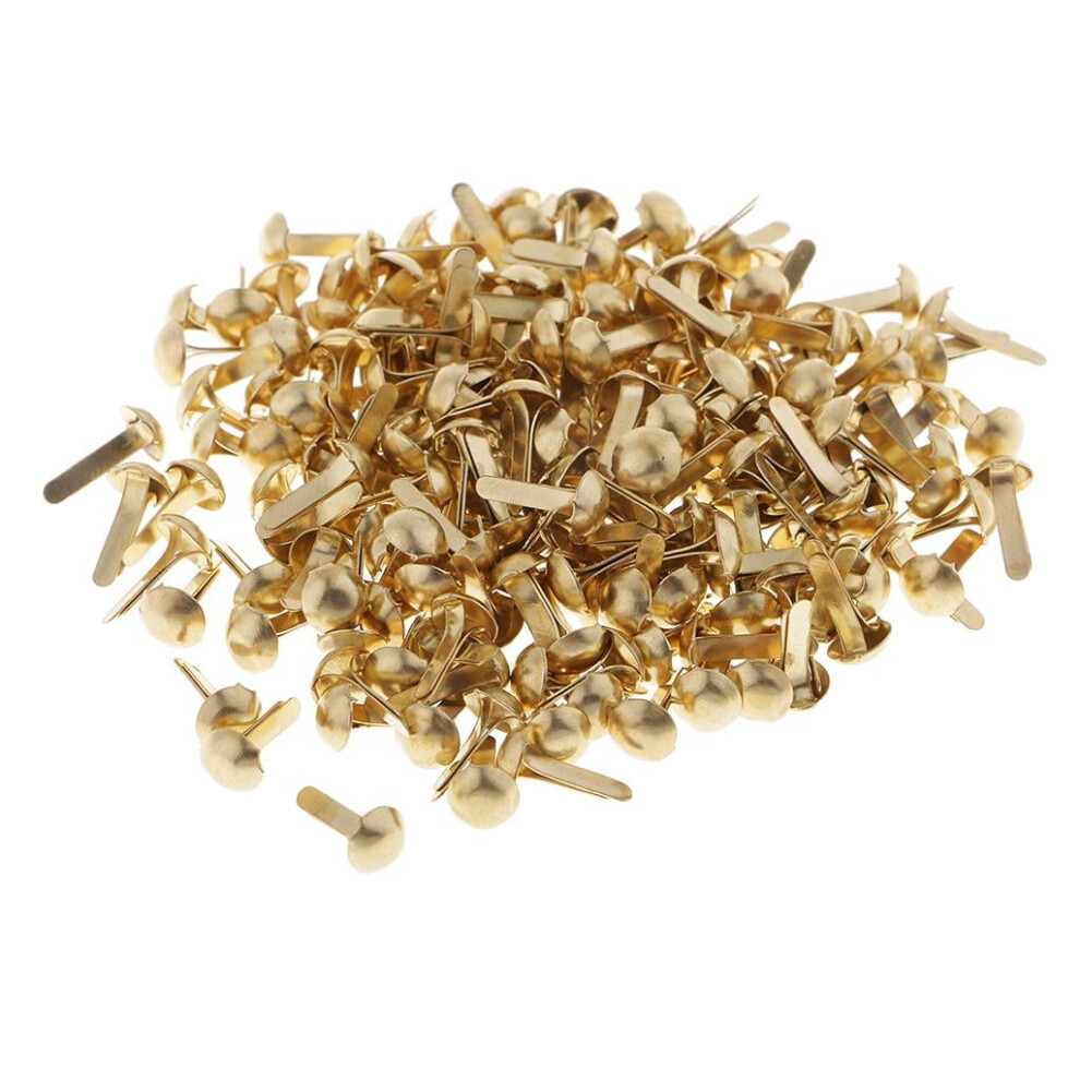 Metal Bunt Brads Pattern Clips 100 Pack 6X13mm Golden 937196021987