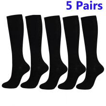 5PCS Sport Compression Socks Men & Women, 20-30 mmHg Graduated Knee High Stocking for Running Marathon, BasketballBlack/L/XL