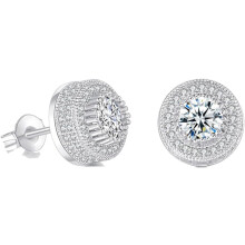 Cubic Zirconia Stud Earrings Silver Hypoallergenic