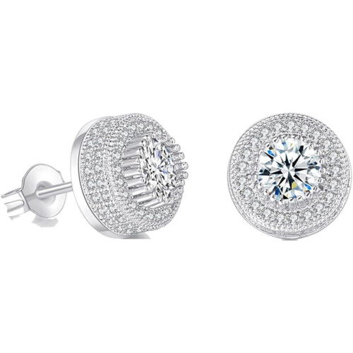 Cubic Zirconia Stud Earrings Silver Hypoallergenic