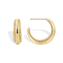 Gold Plated C-Shaped Hoop Earrings for Women