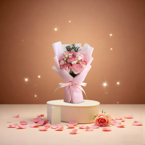 Pink Artificial Roses Long Stem 12 pcs