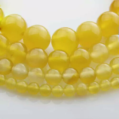 Coirníní Babhta Agáit Bhuí Snáithe Cloiche Nádúrtha10mm