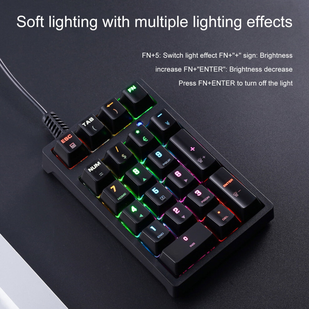 Naierhg 21-Key Mechanical Switch Usb Number Keypad Green 937196029785