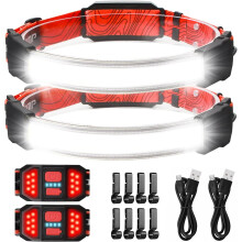 LED-USB-Stirnlampe mit wiederaufladbarem Akku und 230 breitem Abstrahlwinkel (rot)
