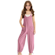 Girls Casual Jumpsuit Spaghetti Strap Sleeveless Loose
