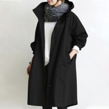 Women's Waterproof Hooded Trench Coat with Pockets, Plus Size Long Rain Jacket, Solid Color Casual Windbreaker – Compatible with 2025 Fall/Winter