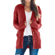 Women's Black Long Cardigan Sweater Oversized Crewneck Long