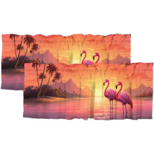 Pink Flamingo Kitchen Valance Curtain 54x18 in 2 Panel