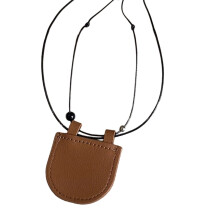 Stylish Leather Neck Pouch Pendant Necklace for Earbuds and Change Convenient and Fashion Accessory for Daily Use
