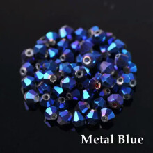 3mm 4mm 6mm 8mm Bicone Faceted Crystal Glass Loose Crafts Beads Jewelry Making-#118 Metal Blue-8mm (30pcs)
