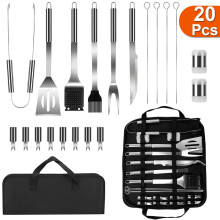 Tacar Uirlisí Gríoscáin BBQ Cruach Dhosmálta 20PCS le Mála Iompair
