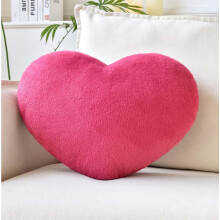 Cuscino a forma di cuore rosa acceso in pelliccia sintetica di coniglio, 7,9 x 5,6 pollici.