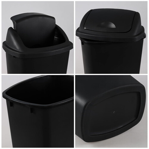 Begale plastic swing-lid trash can 6 gallon black 4 pack 2
