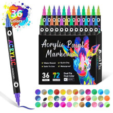 Rotuladores de pintura acrílica de doble punta, 72 colores, 10 ml