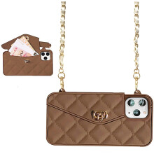 iPhone 13 Pro portemonneehoesje bruin licht luxe flip tasje