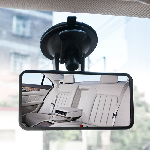 Espelho retrovisor para para-brisa com ventosa ajustável, preto. 1
