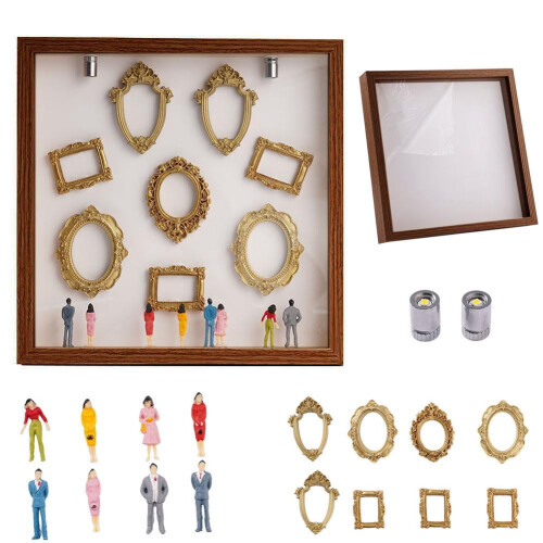 Mini Museum Silhouette Box Kit with Mini Figurines and Gold