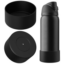 2 Pack Water Bottle Boot Compatible with Owala FreeSip 40oz, Silicone Anti-Slip Bottle Bottom Bumper Protector (Black)