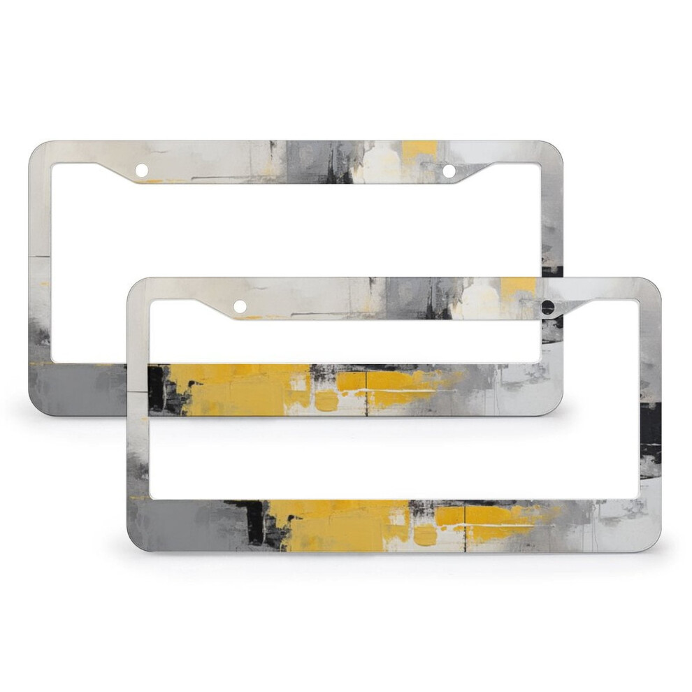 Abstract Art License Plate Frames 2 Pack Grey/Yellow 908436803618