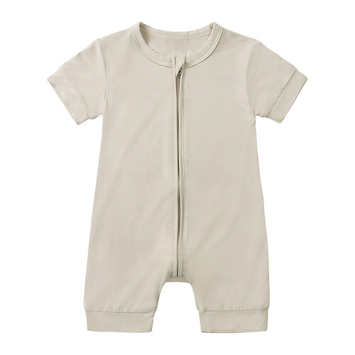 Baby Romper Solid Color Zipper Jumpsuit Summer One-Piece