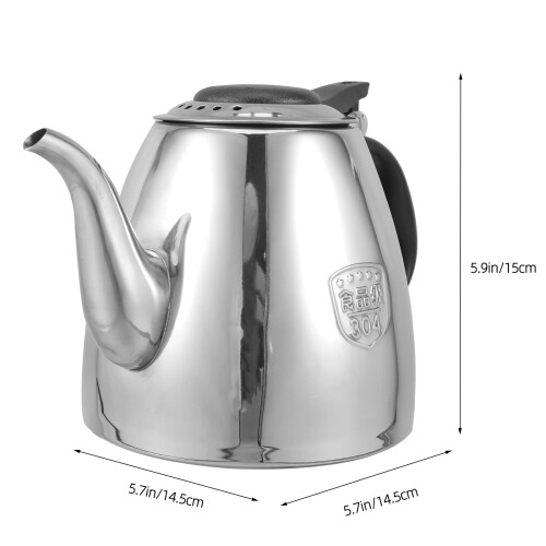 Kitchen Water Kettle Silver 1.5L Round Bottom Spout 1