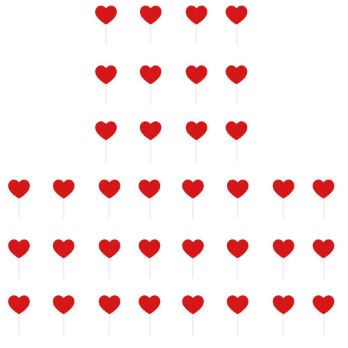 Love Heart Cupcake Toppers Red 36 pcs
