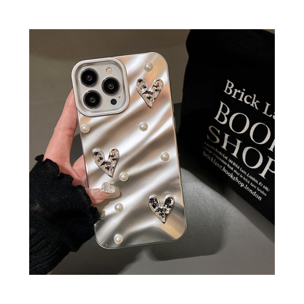 Pearl Wavy Love Heart Phone Case For Iphone 15ÂSe3 White 962029116820