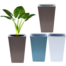 Large Tall Planter Brick Texture Self-Watering Indoor Outdoor Flower Pot With Drainage Holes Modern Square Christmas Gifts Home