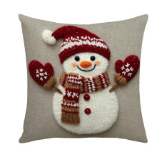 Christmas Pillow Covers 18x18 Inch Vintage Snowman Santa
