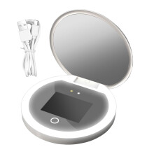 UV Camera Vanity Mirror Double-Sided Portable 2X Magnifying Smart UV Camera with Dimmable LED Lights Foldable for Travel Car Bathroom