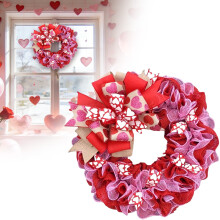 Valentine's Day Fabric Wreath with Wooden Love Sign and