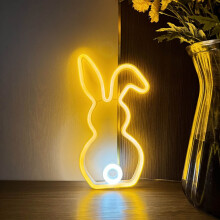 Easter Bunny Tail Neon Night Light – USB/Battery, Soft Glow for Bedroom, Party & Easter – Compatible with USB Power
