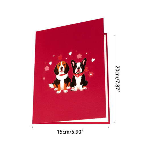 Carte de Saint-Valentin artisanale avec chien en 3D pop-up 2