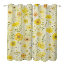 Floral Watercolor Curtains Grommet Blackout Drapes 2 pcs