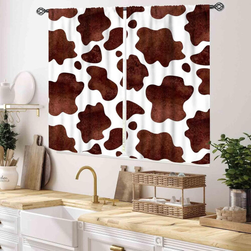 Western Cowhide Curtains Brown Print 55x39 Inch 2