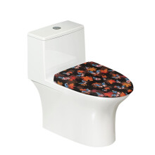 American Flag Butterfly Maple Leaf Washable Stretch Toilet Lid Cover, Elastic Edges, Compatible with Round/Oval/Elongated Lids