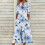 Plus Size Dame Midikjole med V-hals og Tryk, S-3XL 2