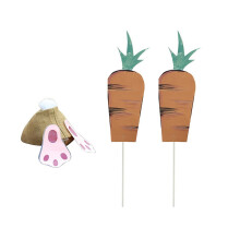 Easter Garden Decor Set: Bunny & Carrot Yard Signs with Stakes – Spring Outdoor Lawn Party Decoration