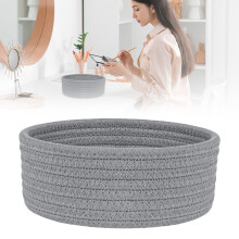 Mini Woven Cotton Rope Basket, Oval Shallow Storage Basket for Gifts (7.9"x3.5"), Space-Saving Nesting Design
