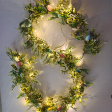 1 Pc Easter Wreath for Front Door — 74.8in Diameter, Artificial Spring Floral Hanging Decor with Eggs, for Indoor Outdoor Patio Porch