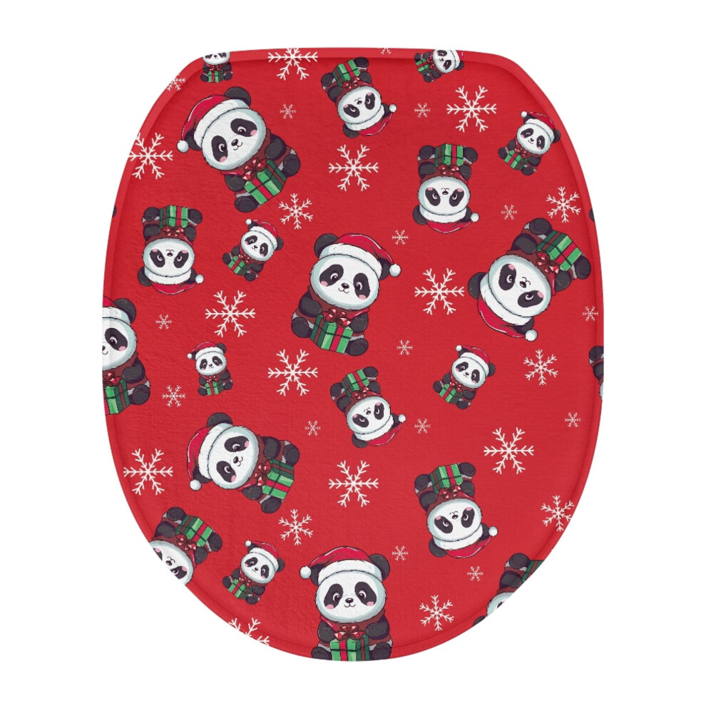 Panda Snowflake Toilet Lid Cover Washable Elongated 971050398396