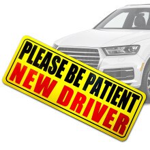 Student Driver Magnet | Please Be Patient Decal | 9x4" Removable Reflective Bumper Sticker for Car, Compatible with All Vehicles