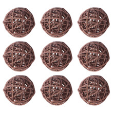 15 Pcs Orb Ball Unique Decoration Wicker Rattan Ball 5X5cm Brown