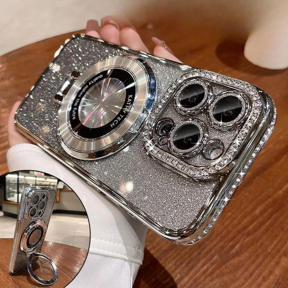 Magnetic Kickstand Case With Glitter Lens Protector For 9558830587990