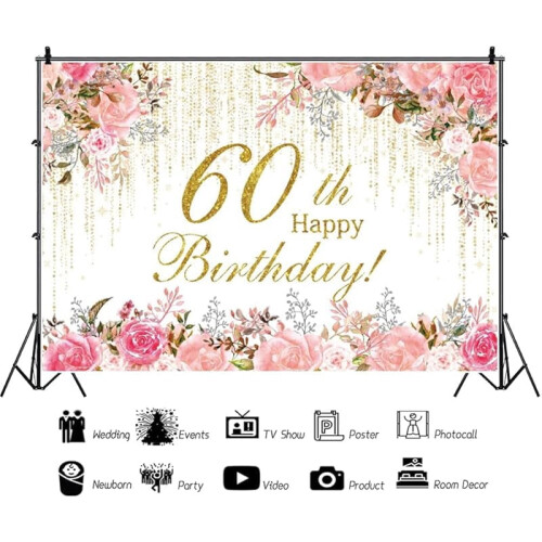 Ακουαρέλα floral φόντο για πάρτι 60ών γενεθλίων 2